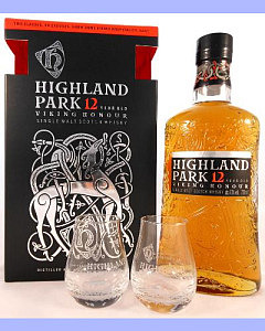 Highland Park 12 ans - Viking Honour avec 2 verres